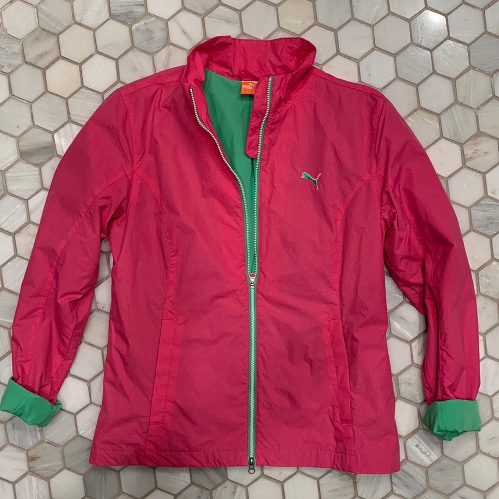Puma Jacket Coat Pink with Green Lining NWOT